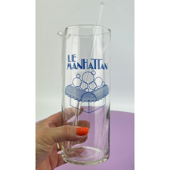 Vintage Manhattan mixer set, drink mixer, glass mixer and tumbler, 1980s barware - Picture 2 of 8